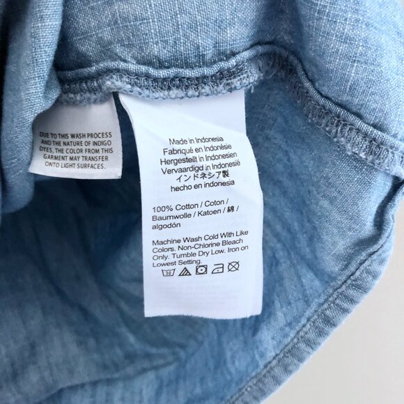 J.Crew Factory Chambray Button-front tank top with ruffle straps - Picture 4 of 5